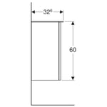 Mueble lateral Geberit Smyle Square con una puerta: 36x60x32.6cm, Blanco, Puerta=Lado de fijación a la derecha